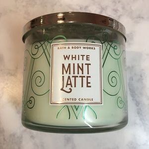 Bath & Body Works White Mint Latte 3 Wick Candle